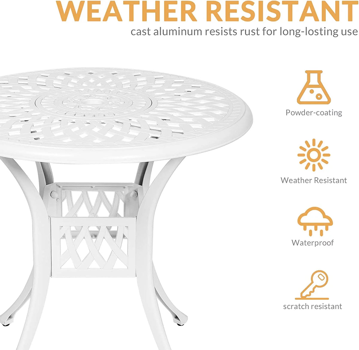 3-Piece Cast Aluminum Outdoor Patio Dining Set with 2 Cushioned Chairs and Round Table R5316