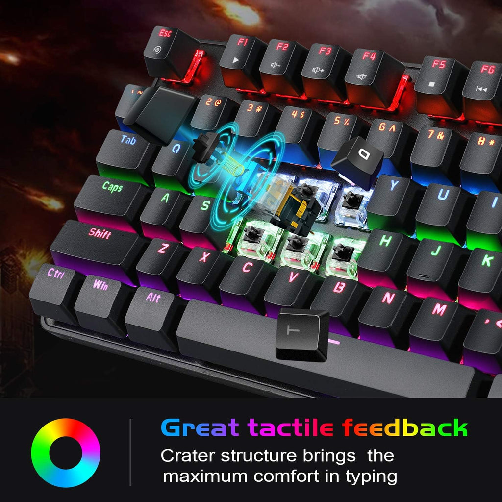 Mechanical Gaming Keyboard and Mouse Combo, 104 Keys Rainbow Backlit, Wired M763