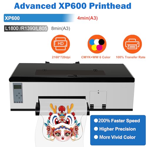 DTF Printer Machine with XP600 Printhead, 5760 * 1440dpi, Roll Feeder A763944