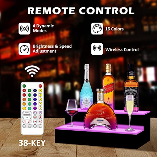 16-Inch 2-Step Illuminated Bottle Display Shelf R22365