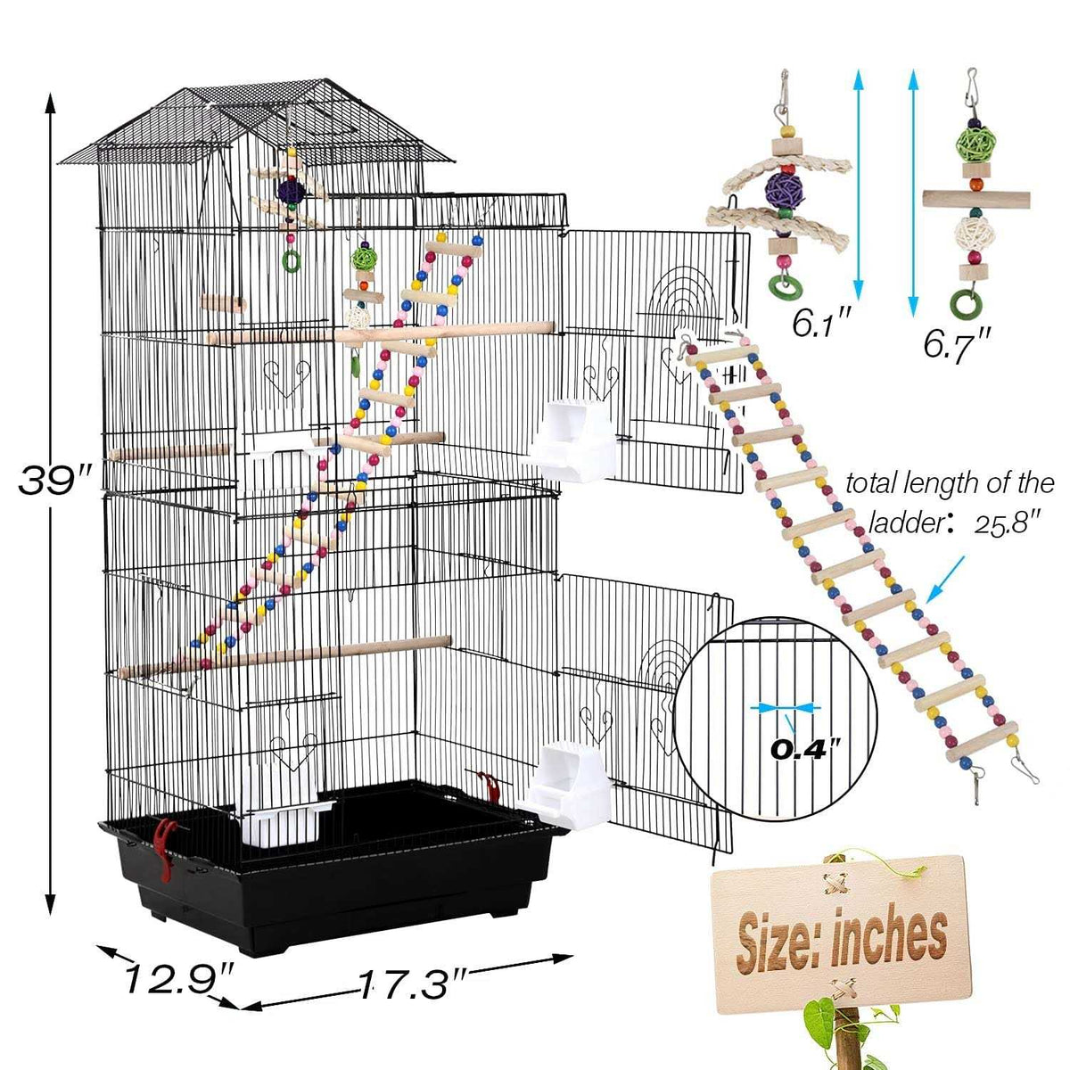 Bird cage 39 inch with Bird Stand Medium Roof Top Large Flight cage G599292