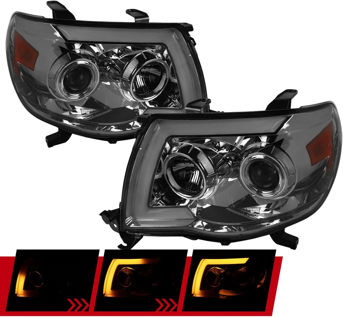 BLK Projector Headlights with LED Sequential Signal P3687