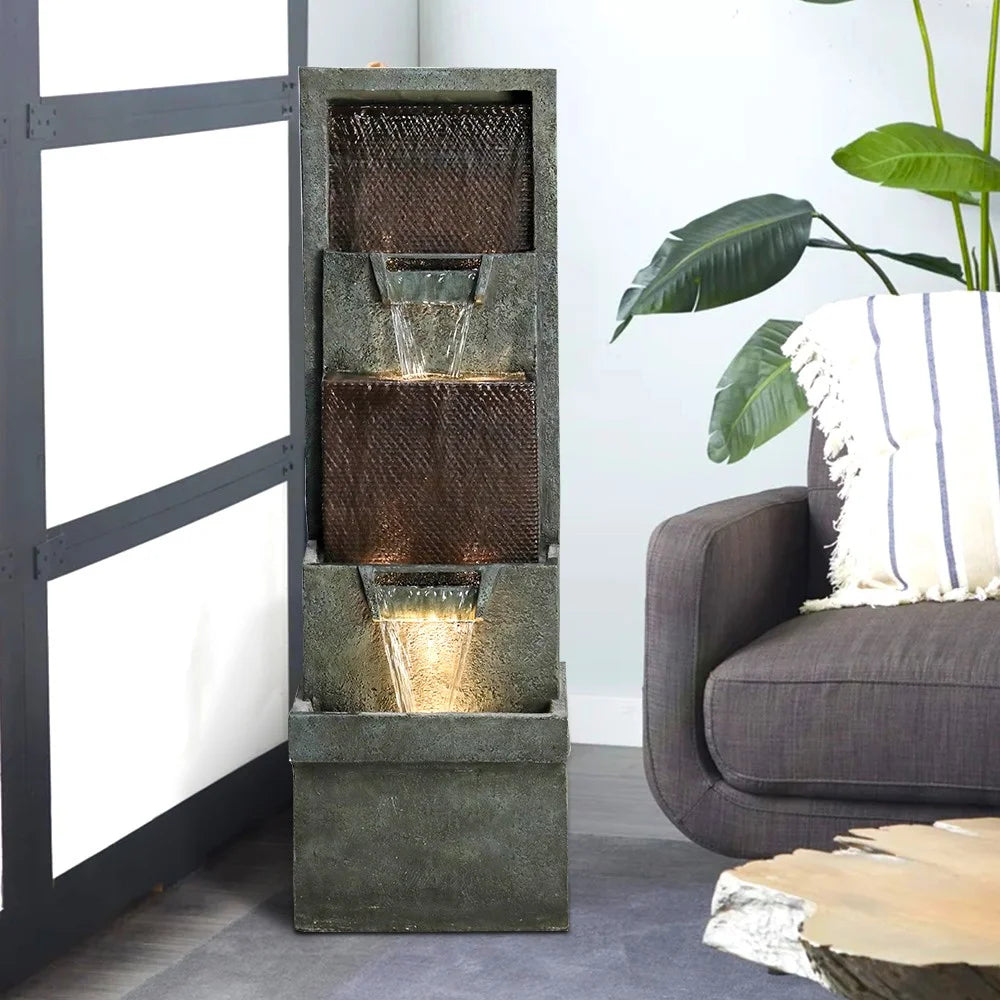Indoor Outdoor Waterfall Fountain with Lights & Pump Q24823