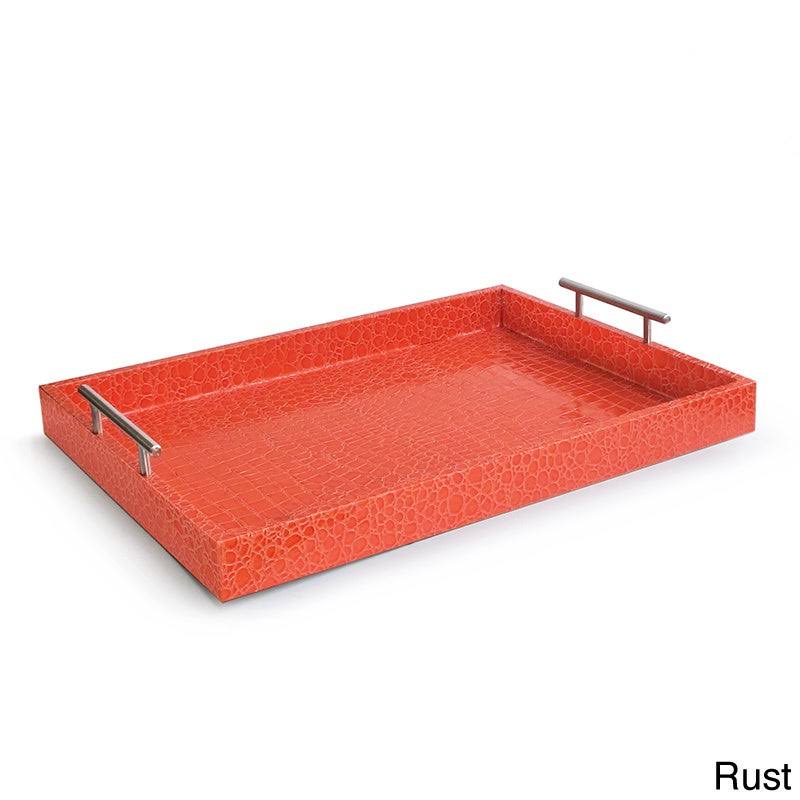 Silver Alligator Tray with Metal Handles U4486