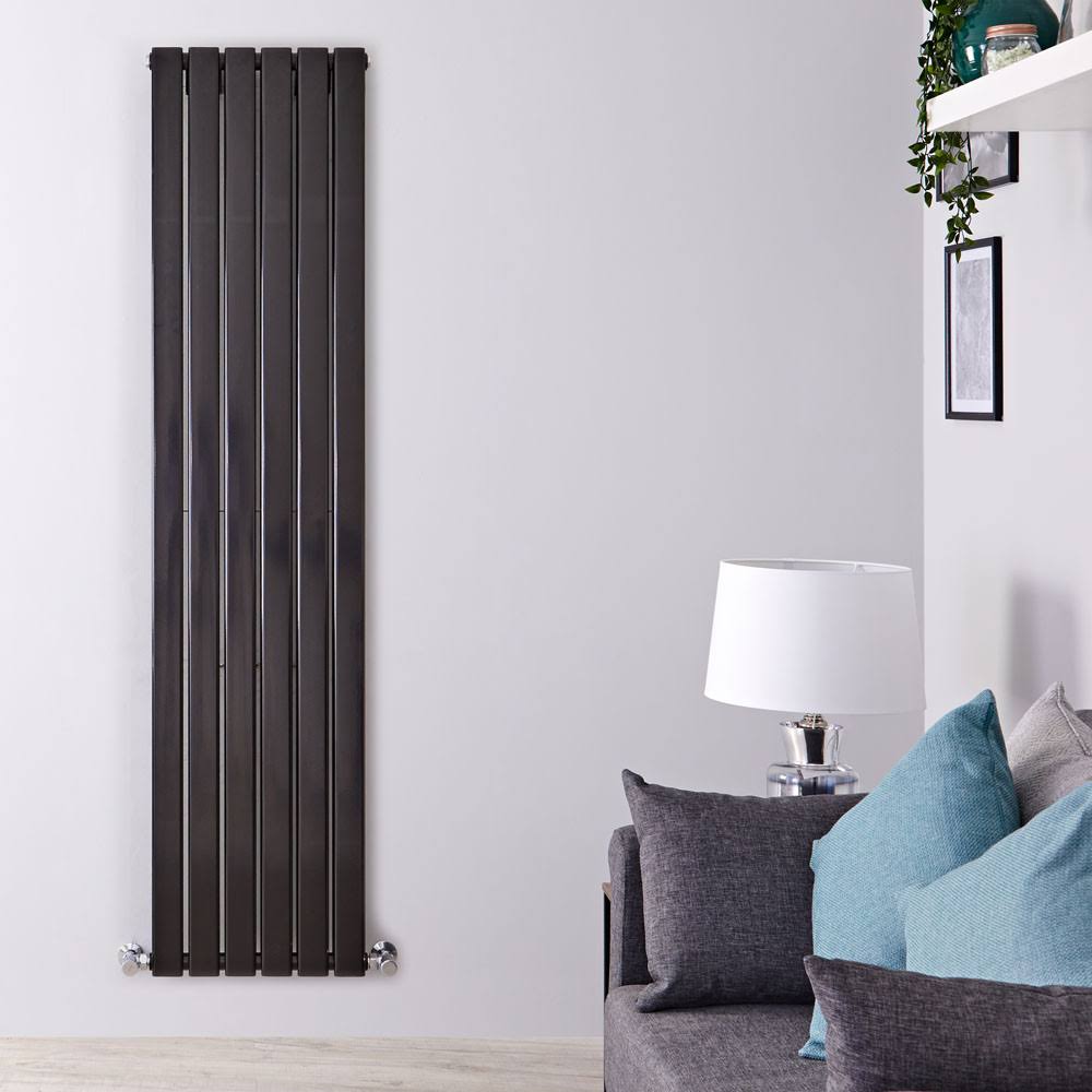 Black Vertical Hot Water Radiator L65924