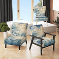 Blue Minimalism Coastal Wave Upholstered Accent Chair V161