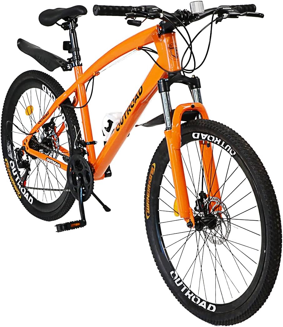 Fat Tire Mountain Bike with 26 inch Wheels, 21 Speed, High Carbon Steel Frame, Double Disc Brake H21519