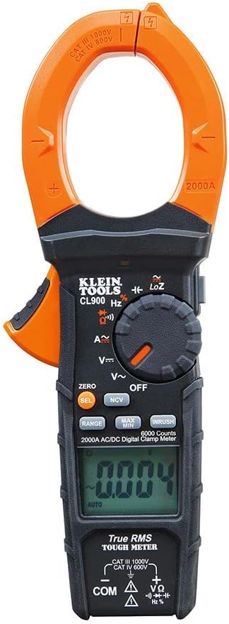 Digital Clamp Meter, Auto Ranging TRMS, AC/DC Voltage/Current, 2000A, LoZ, Continuity, Frequency, NCVT, Temp, 1000V C913