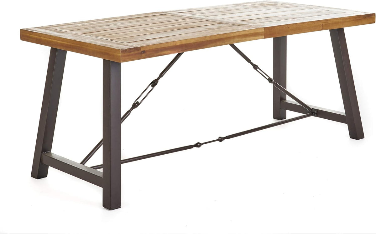 Acacia Wood Dining Set with Wicker Stacking Chairs O8976