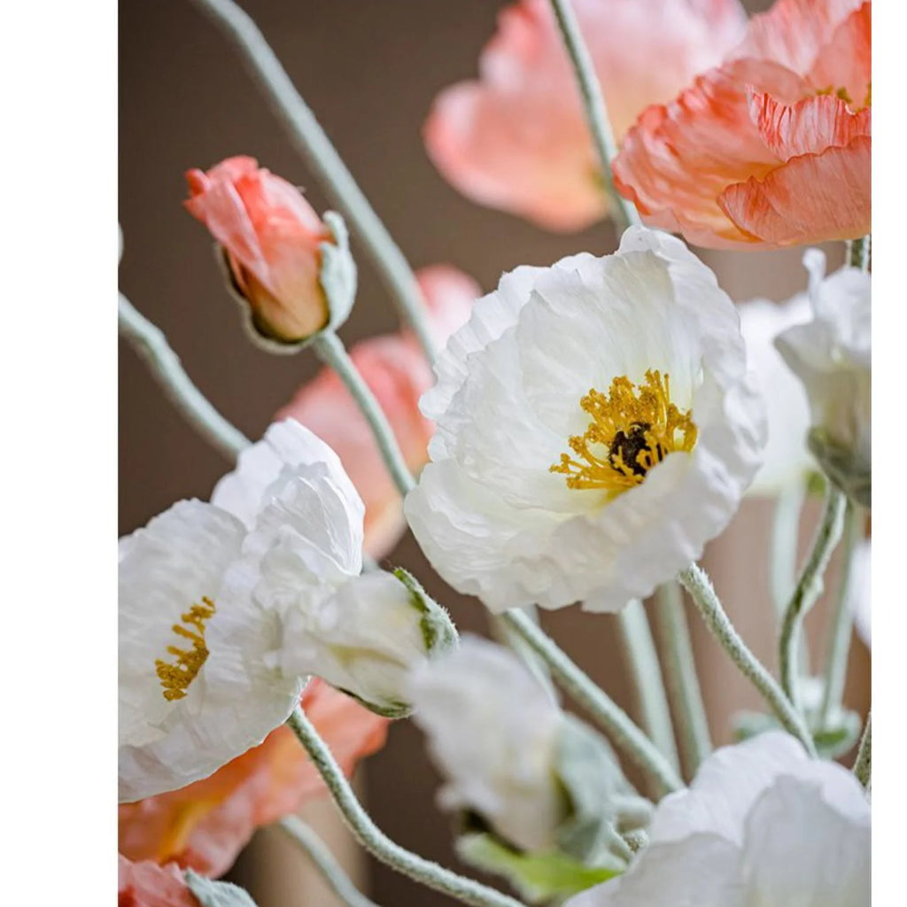 Faux Silk Poppy Flower Stem 41" Tall Y56270
