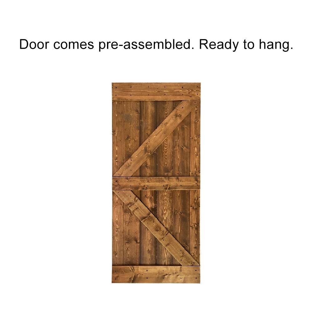 42 in. x 84 in. Red Walnut Stained Solid Pine Wood Interior Sliding Barn Door Slab Y750839