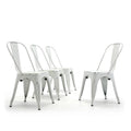 Metal Stackable Dining Chairs Set of 4 Antique White K6100