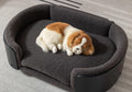 Elevated Dog Bed Pet Sofa with Solid Wood Legs and Black Bent Wood Back, Cashmere Cushion G298725