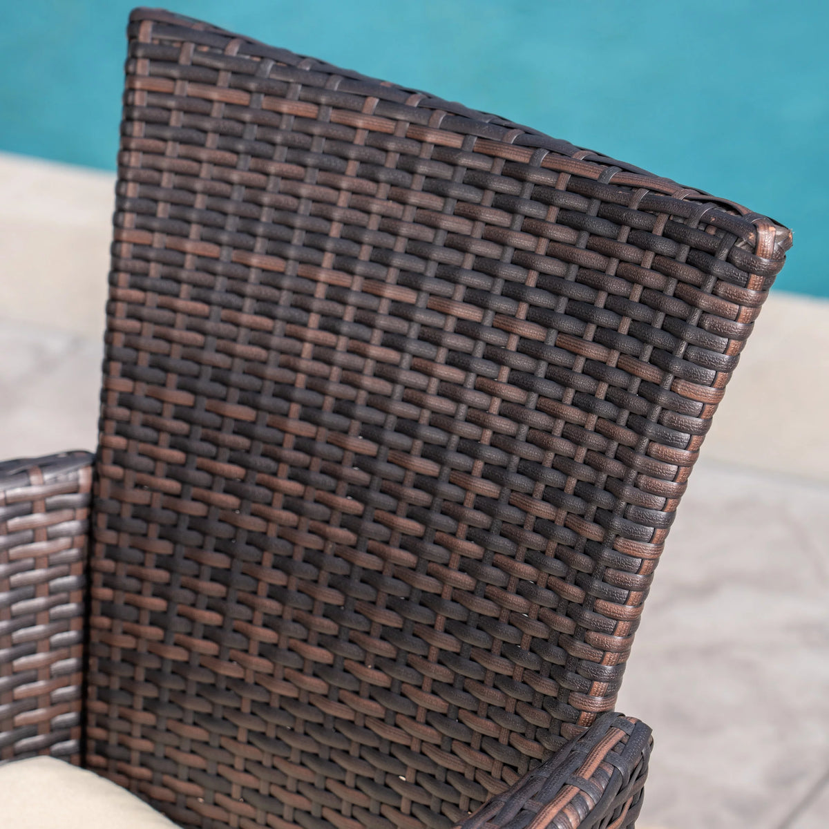 7 Piece Acacia Wood Wicker Dining Set with Cushions R40915