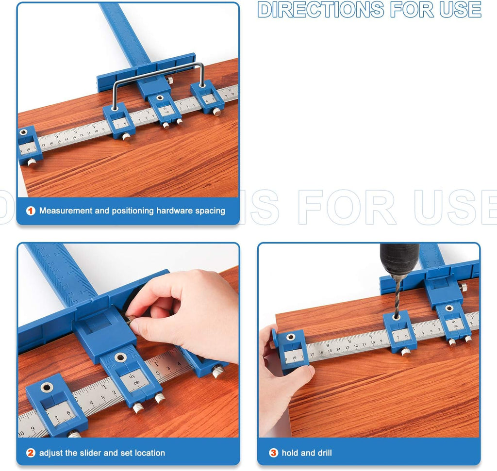 Cabinet Hardware Jig Tool Adjustable Drill Template Guide Pack of 2 E846
