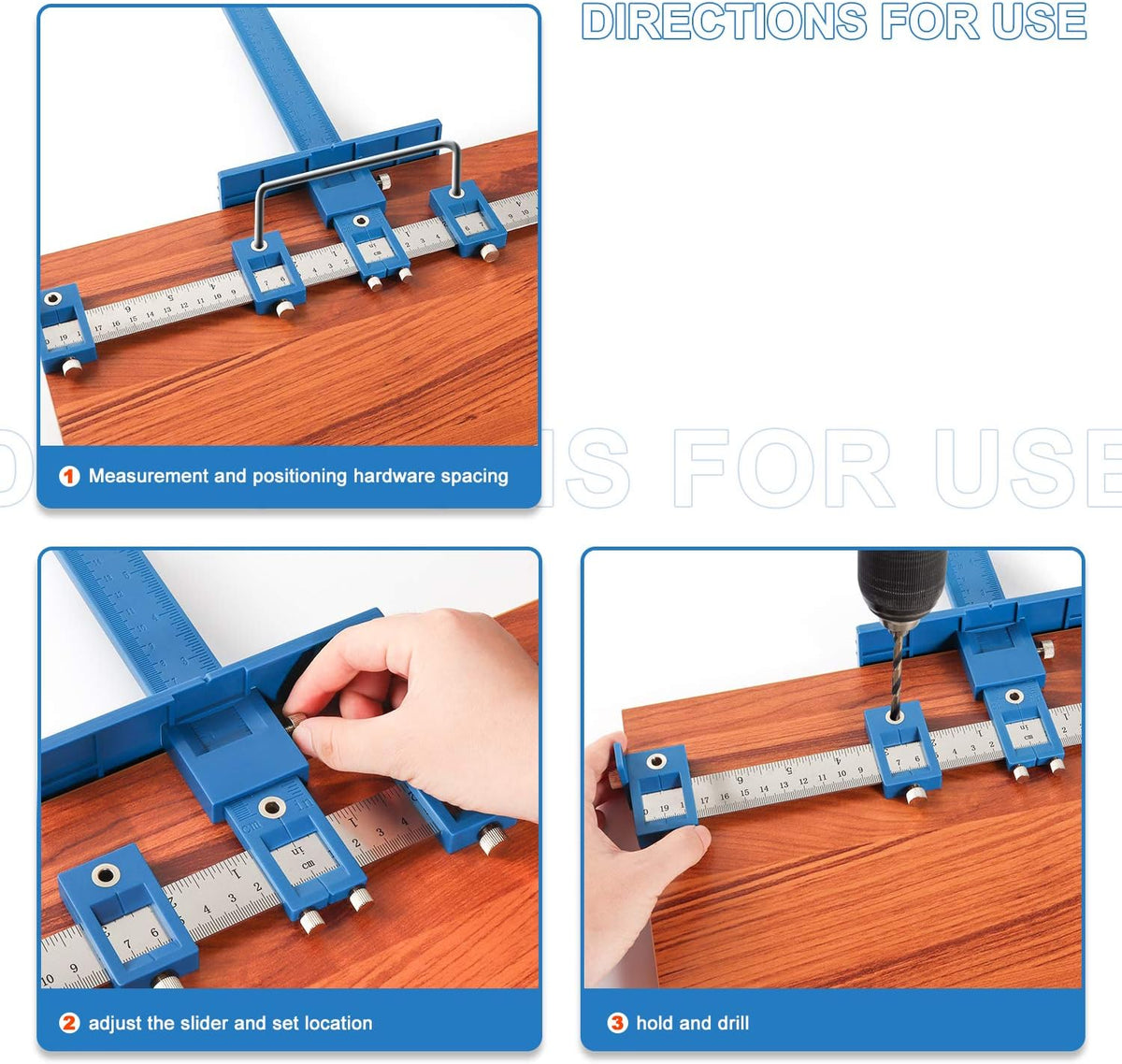 Cabinet Hardware Jig Tool Adjustable Drill Template Guide Pack of 2 E846