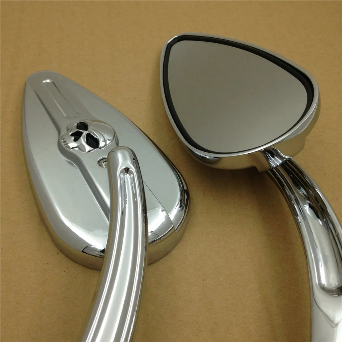 Skull Flame Side Mirrors chrome P768
