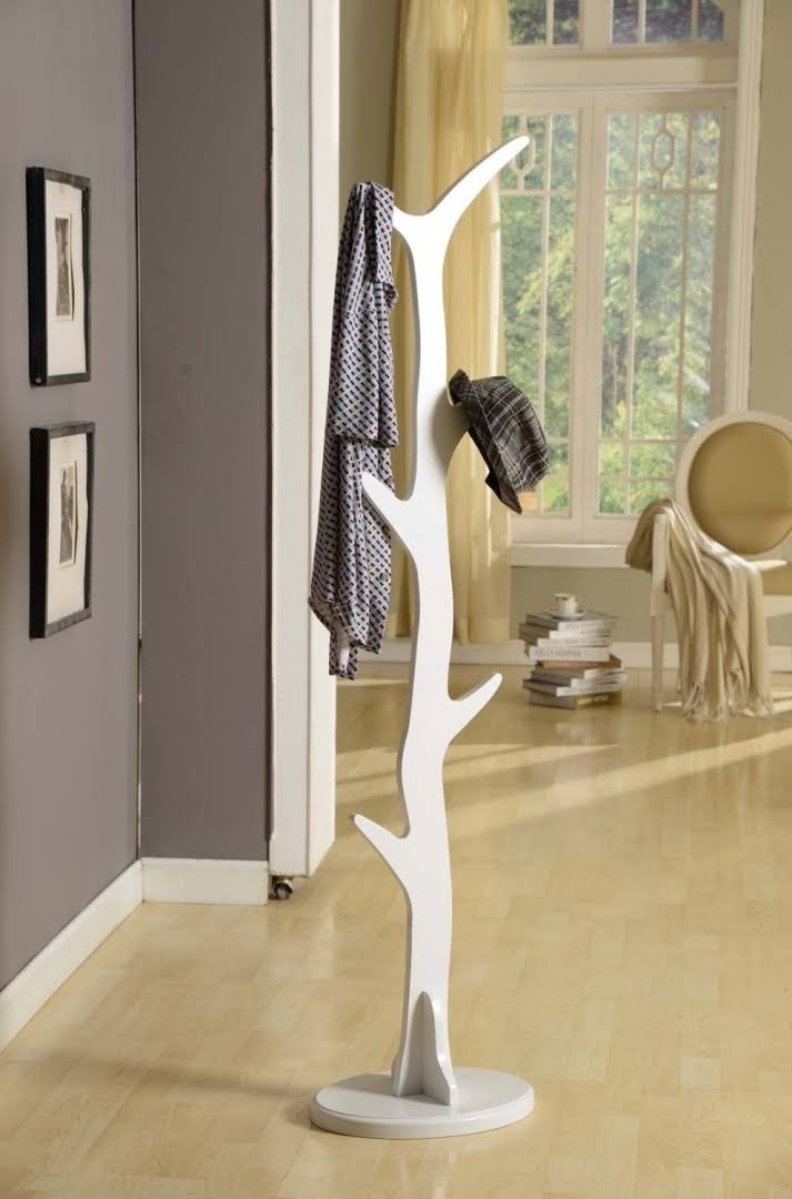 White Wood Hall Tree Coat Rack Stand X46822