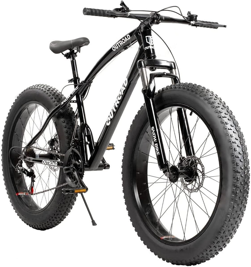 Fat Tire Mountain Bike with 26 inch Wheels, 21 Speed, High Carbon Steel Frame, Double Disc Brake H21519