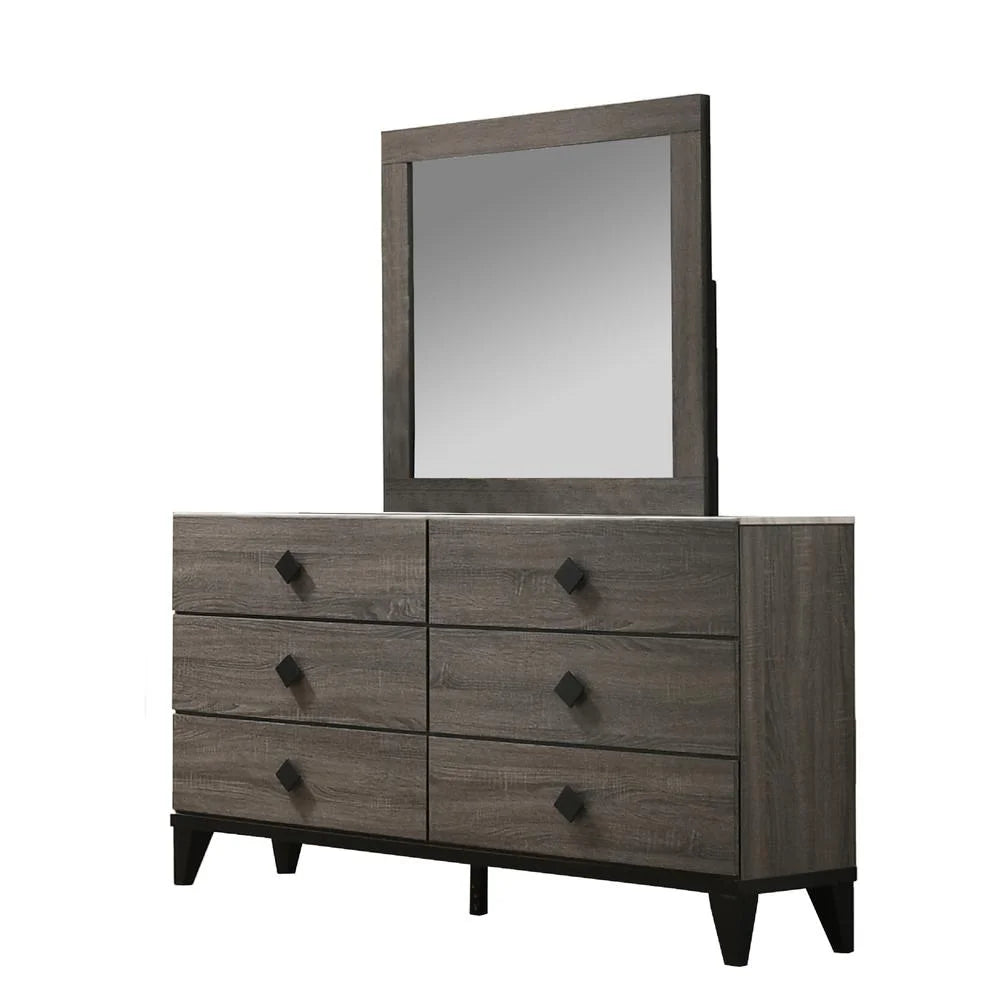 Walnut 5pc Cal King Bedroom Set with Faux Marble Tops A20895