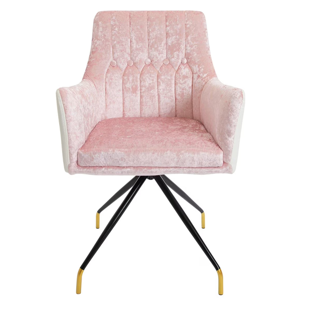Pink Crushed Velvet Swivel Armchair H70260