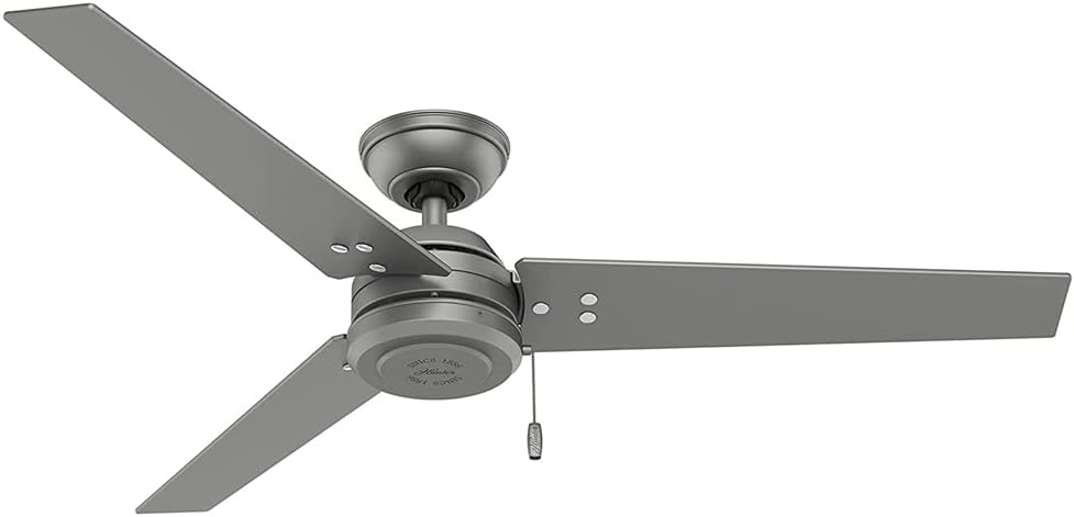 Matte Silver 52 3 Blade Wooden Indoor Outdoor Ceiling Fan with Light Kit M157