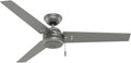 Matte Silver 52 3 Blade Wooden Indoor Outdoor Ceiling Fan with Light Kit M157