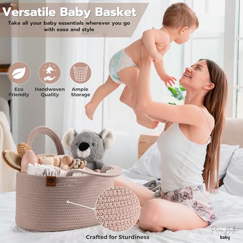 Baby Diaper Caddy Organizer Rope Basket Q1937