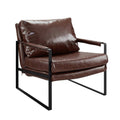 Brown Faux Leather Accent Arm Chair with Steel Frame E86821
