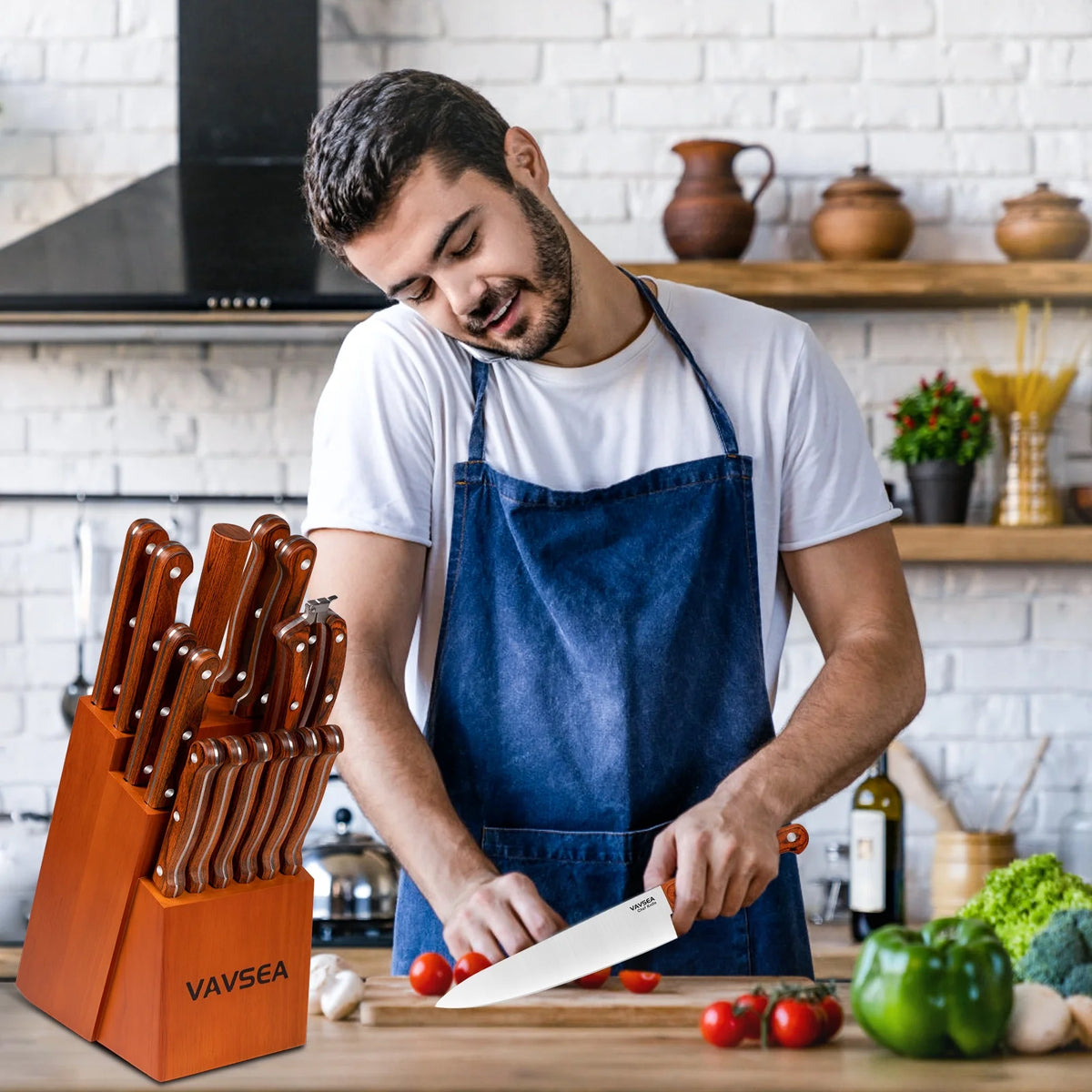 16 Pieces Stainless Steel Knife Block Set T13234