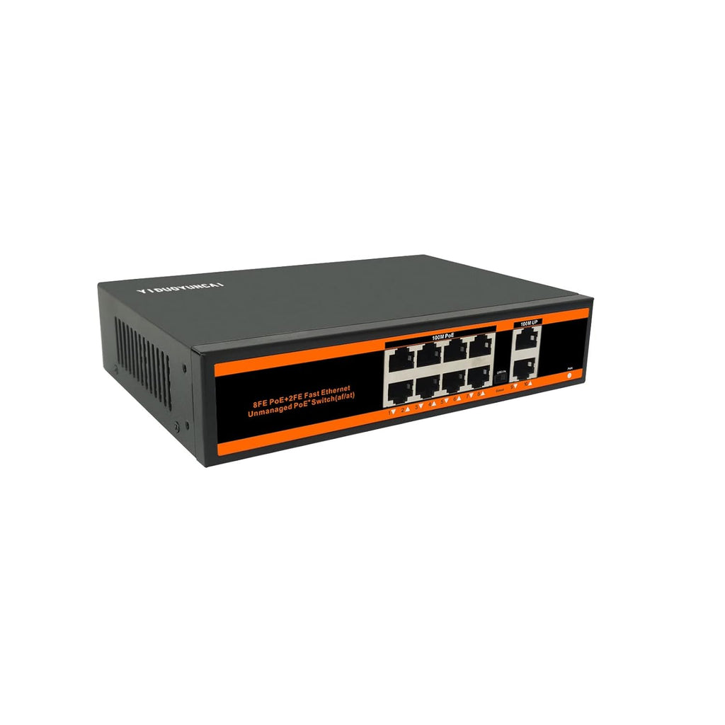 10 Ports Ethernet PoE Switch, 8 PoE Ports + 2 Uplink Ports, 150W, Metal Fanless, Unmanaged, Pack of 2 X60259