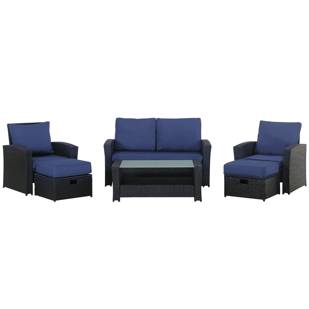 6-piece Rattan Wicker Outdoor Sectional Sofa K22242