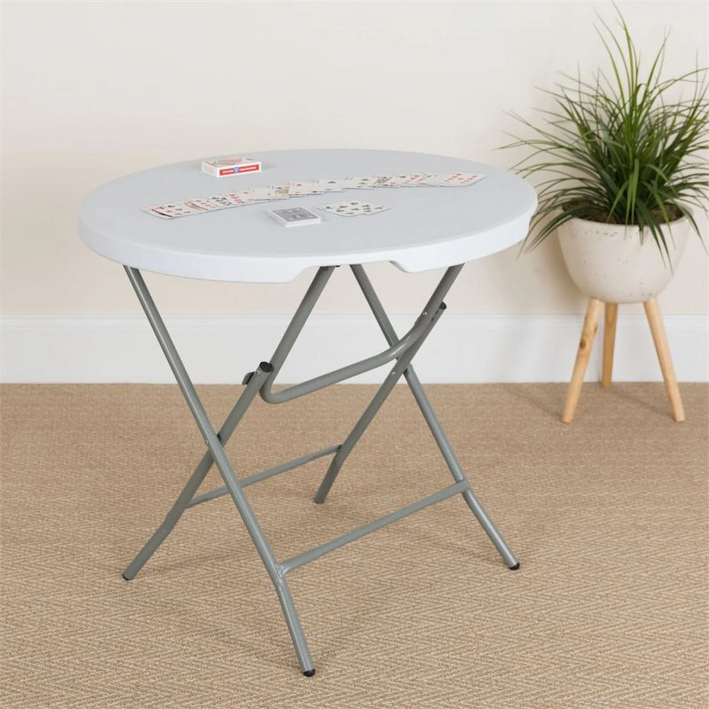 Round Granite White Plastic Folding Table W88285