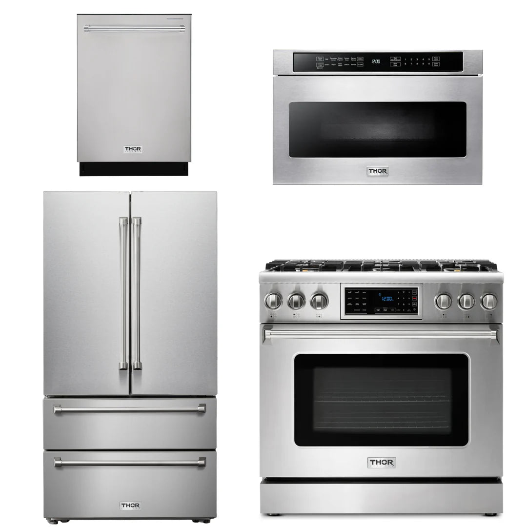 36 Propane Gas Range, Microwave, Refrigerator, Dishwasher D2204