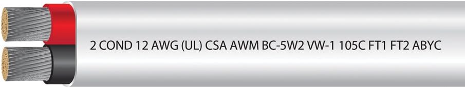 12 AWG 2 Conductor Tinned Copper Duplex Flat Boat Cable 100 Feet S8073