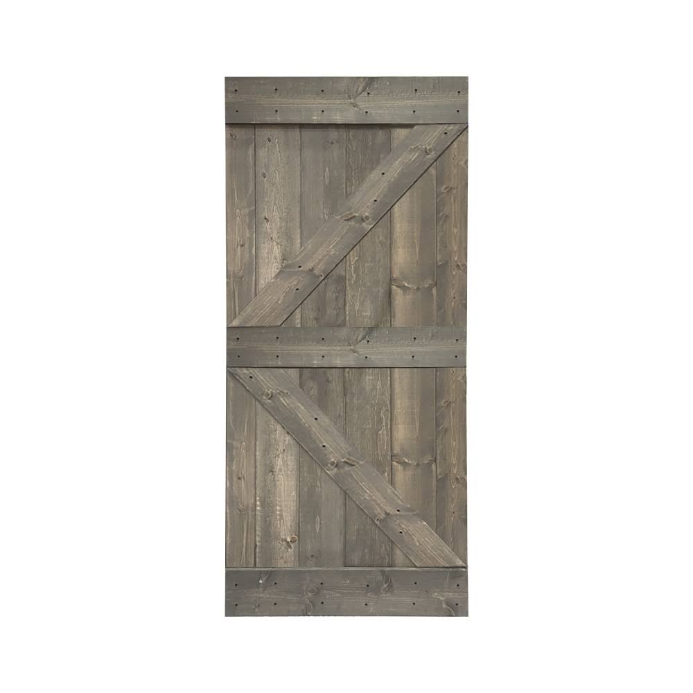 42 in. x 84 in. Red Walnut Stained Solid Pine Wood Interior Sliding Barn Door Slab Y750839