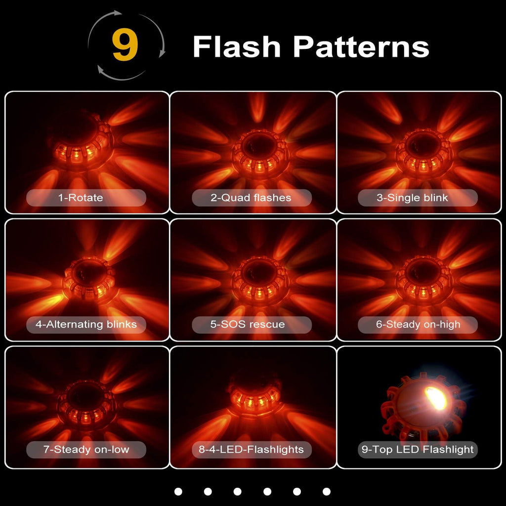 12 Pack LED Road Flare Emergency Safety Beacon Disc Warning Light Kit J54273