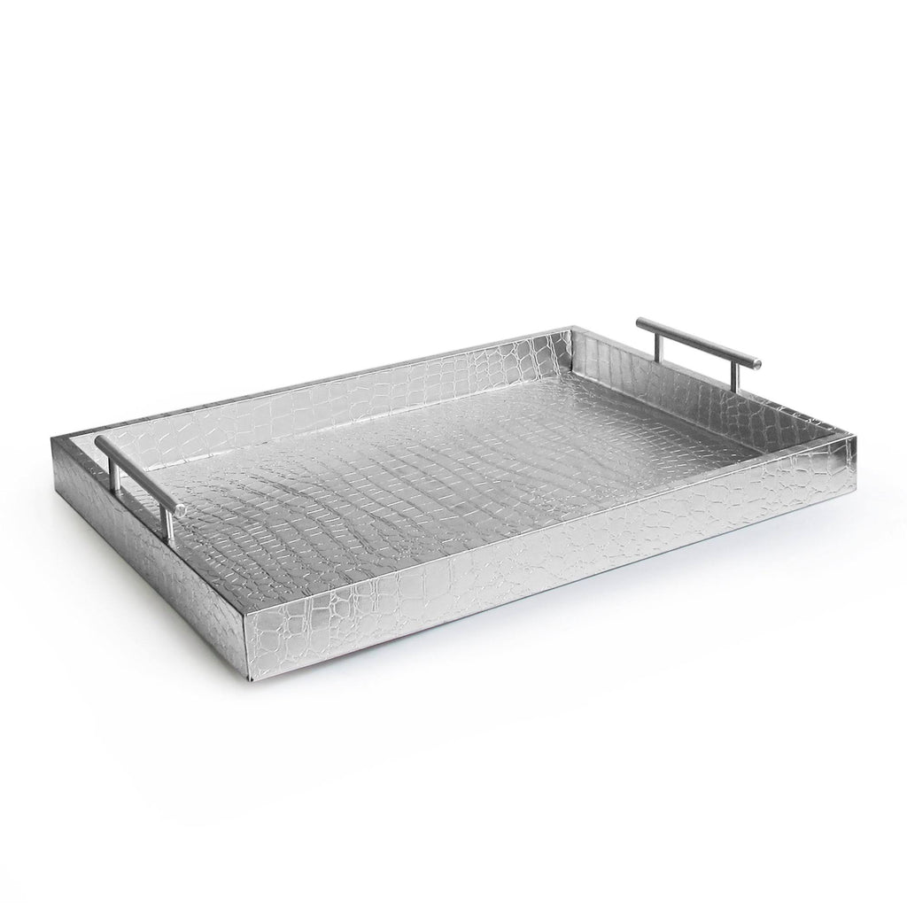 Silver Alligator Tray with Metal Handles U4486