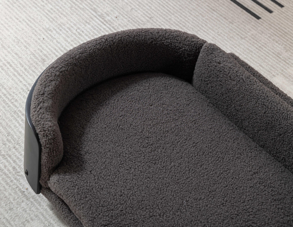 Elevated Dog Bed Pet Sofa with Solid Wood Legs and Black Bent Wood Back, Cashmere Cushion G298725