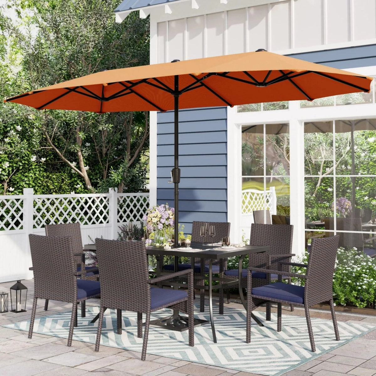 13x6.5ft Double-Sided Outdoor Patio Umbrella with Crank Handle, Beige T891118