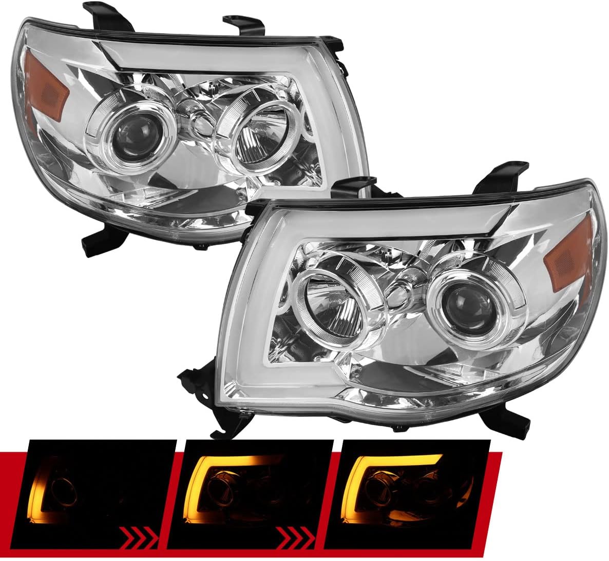 BLK Projector Headlights with LED Sequential Signal P3687
