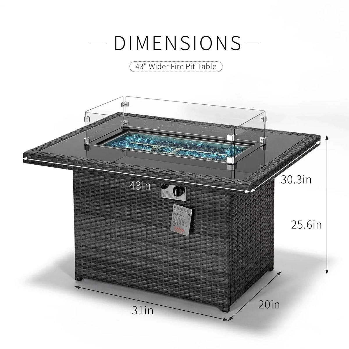 Gray Wicker Propane Fire Pit Table 55,000 BTU N349367