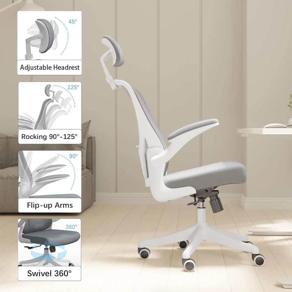 Khaki Ergonomic Chair with Flip-Armrest & Lumbar Support X19735