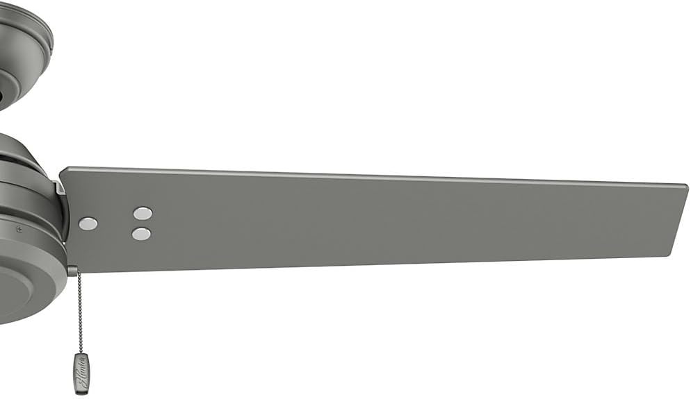 Matte Silver 52 3 Blade Wooden Indoor Outdoor Ceiling Fan with Light Kit M157