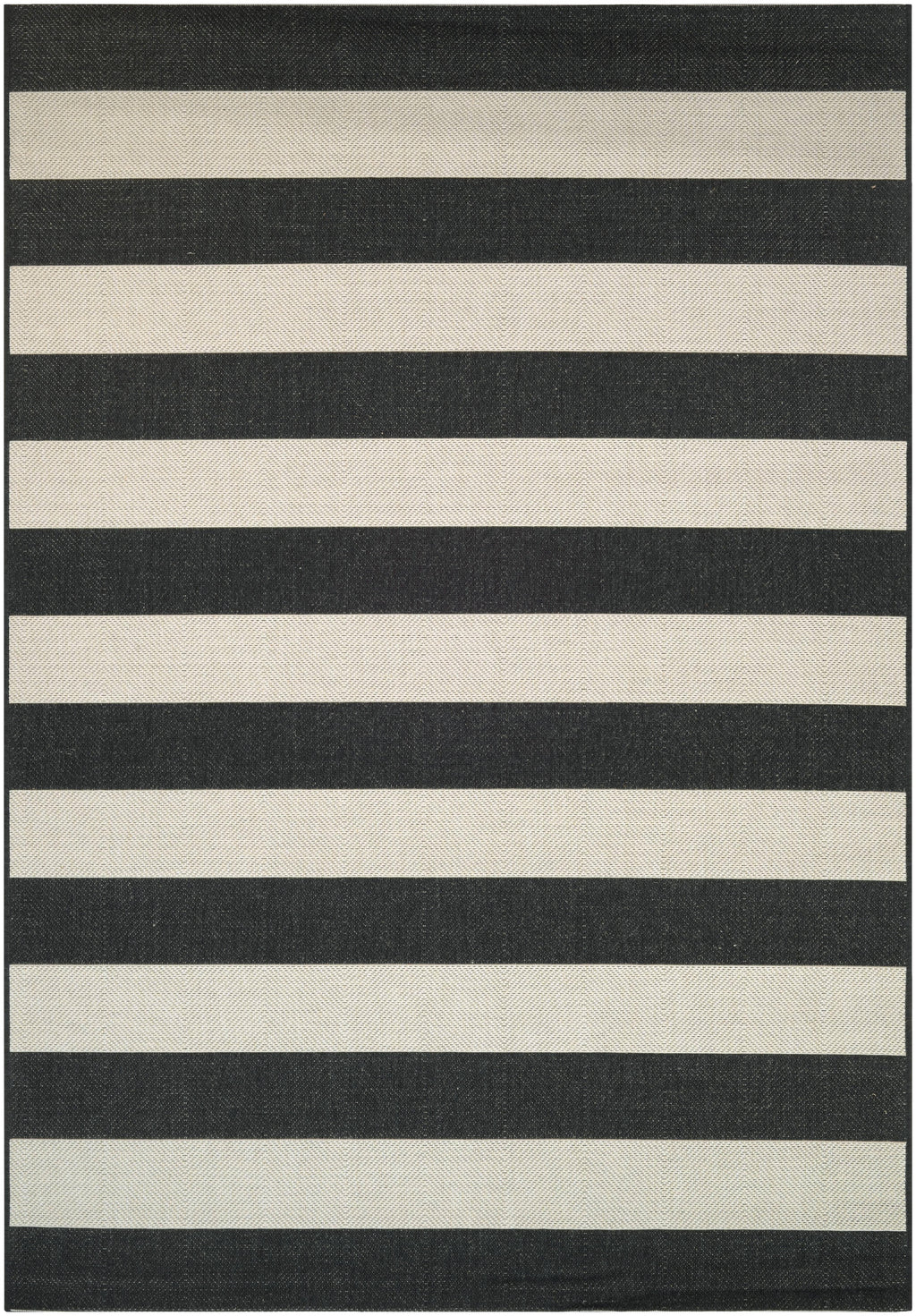 Onyx Black and Ivory Stripe Outdoor Rectangle Rug Y858