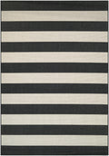 Onyx Black and Ivory Stripe Outdoor Rectangle Rug Y858