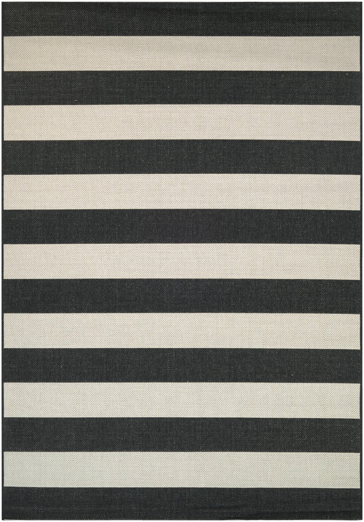 Onyx Black and Ivory Stripe Outdoor Rectangle Rug Y858