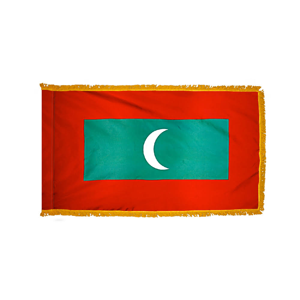 4ft. x 6ft. Maldives Flag with Side Pole Sleeve and Fringe P47336