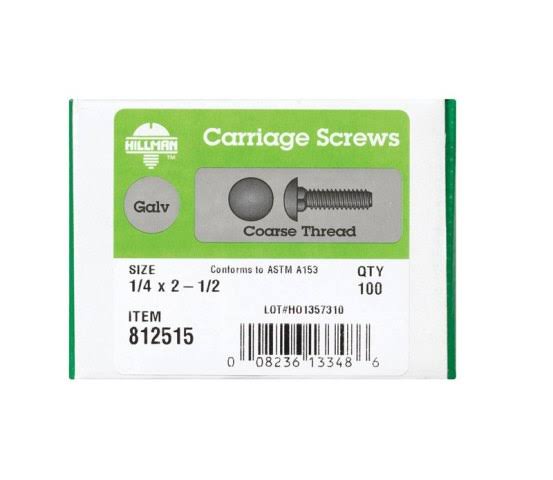 0.25 x 2.5 in. Hot Dipped Galvanized Carriage Screw Bolt N13361