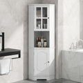 White Tall Corner Cabinet with Adjustable Shelves and Doors F710192